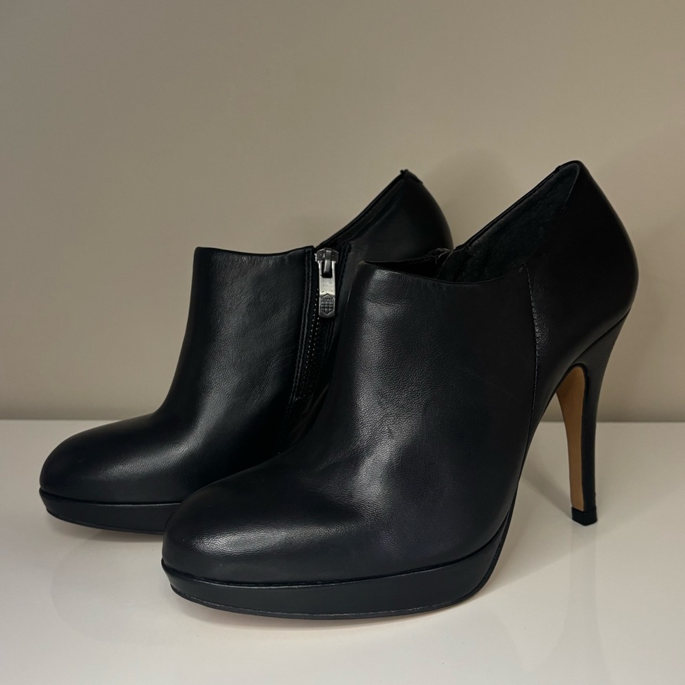 Vince Camuto Black Nappa Elvin Platform Ankle Stiletto Booties